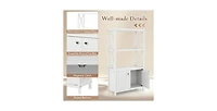Volenca Bathroom Storage Cabinet with Open Shelves and Double Doors