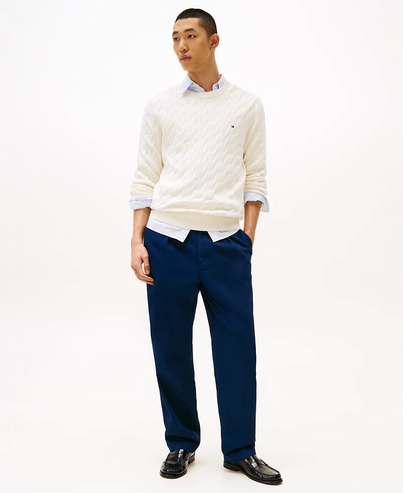Tommy Hilfiger Men's Classic Cable Crewneck Sweater