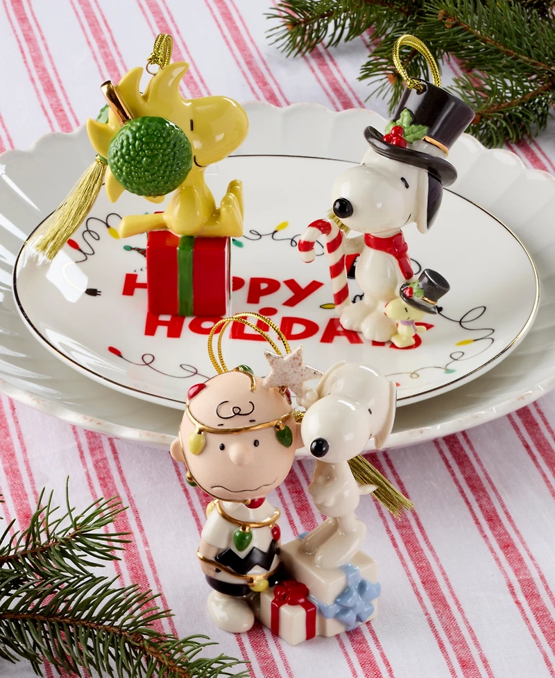 Lenox 2025 Candy Cane Snoopy & Woodstock Ornament