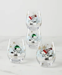 Lenox Snoopy Skating Christmas Tumblers, Set of 4