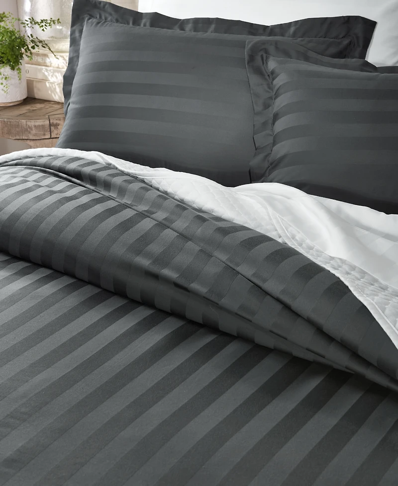 Charter Club 1.5" Stripe 550 Thread Count 100% Cotton 3-Pc. Comforter Set, Full/Queen, Exclusively at Macy's