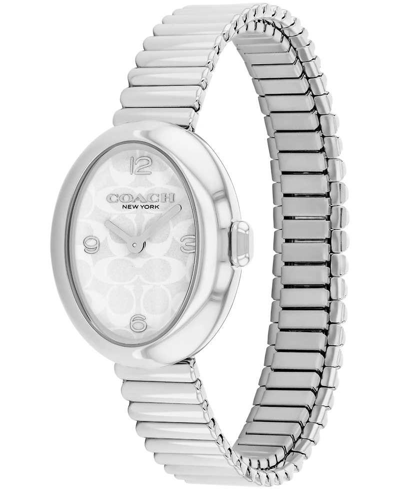 Coach Women's Sammy Silver Tone Stainless Steel Stretch Bracelet Watch, 22.5mm