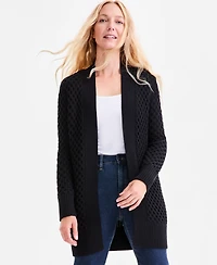 Style & Co Petite Honeycomb-Knit Open-Front Long Cardigan, Macy's Exclusive