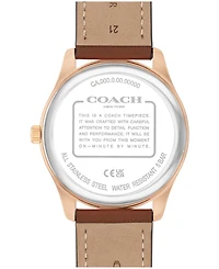 Coach Men's Oliver Saddle Leather Calfskin Strap Watch, 41mm