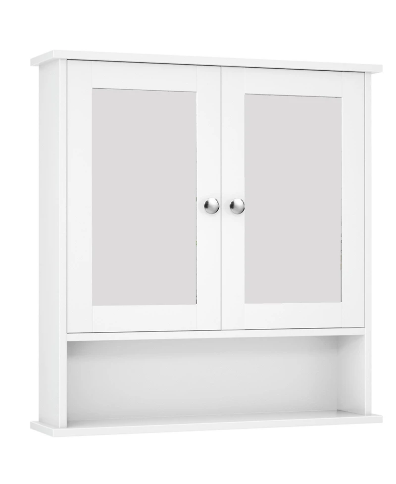 Volenca Double Door Wall-Mounted Bathroom Mirror Cabinet with Storage Shelf