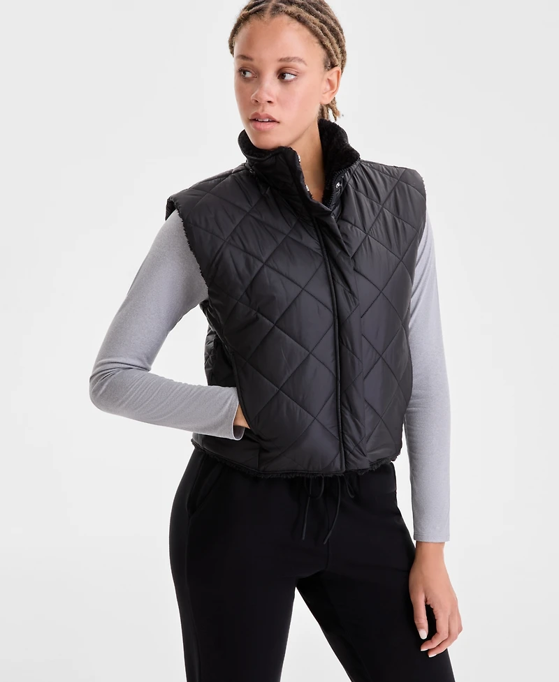 Id Ideology Women's Reversible Sherpa Zip-Front Vest, Macy's Exclusive