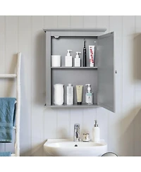 Wall Mount Bathroom Cabinet with One Mirror Single Door Adjustable Shelves Retro Handle