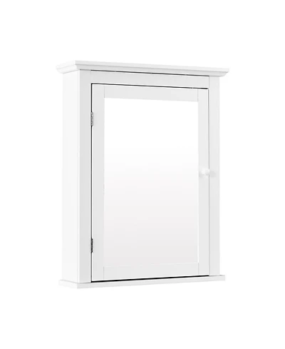Wall Mount Bathroom Cabinet with One Mirror Single Door Adjustable Shelves Retro Handle