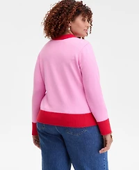 On 34th Trendy Plus Colorblocked High-Neck Sweater, Macy's Exclusive