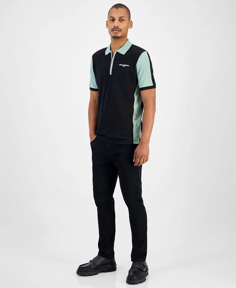Karl Lagerfeld Paris Men's Colorblocked Quarter-Zip Polo