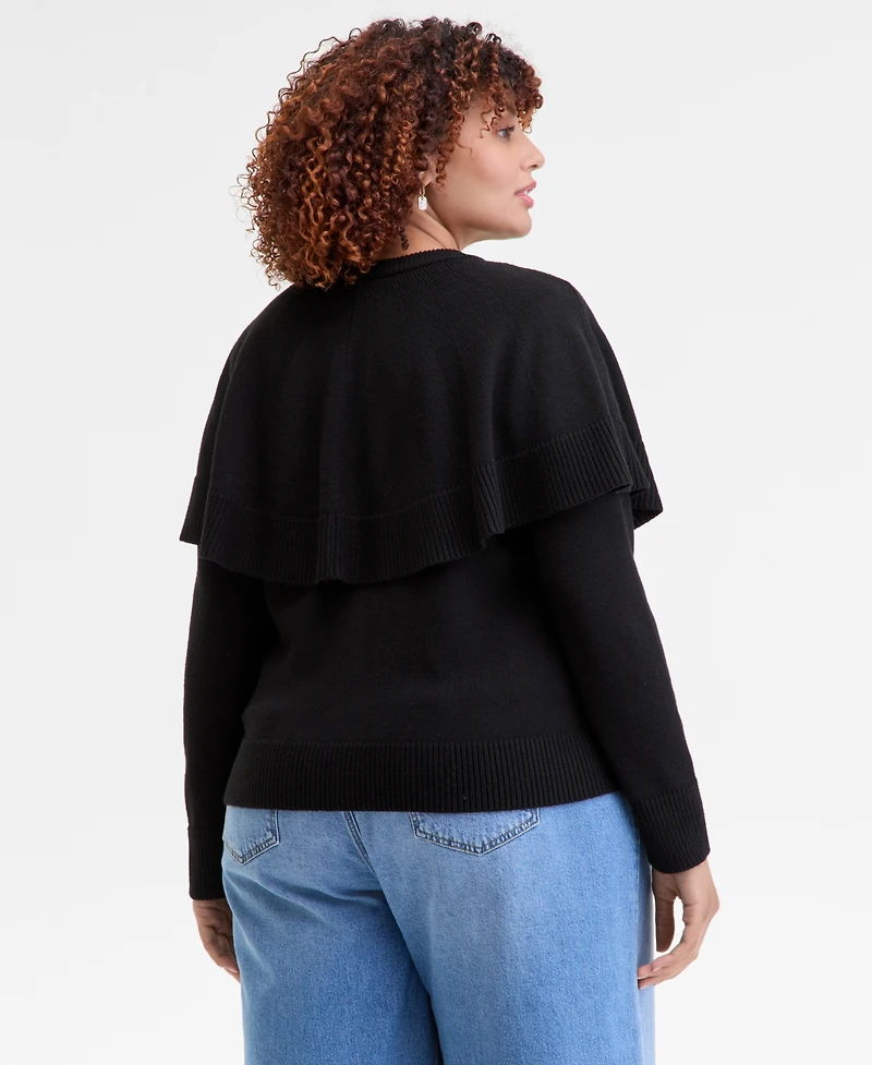 On 34th Trendy Plus Size Cape-Overlay Cardigan, Macy's Exclusive