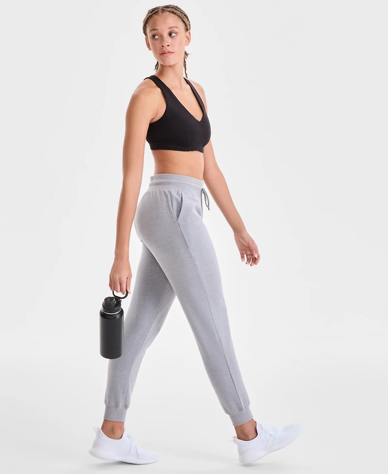 Id Ideology Women's Relaxed High-Rise Heathered Fleece Joggers, Macy's Exclusive