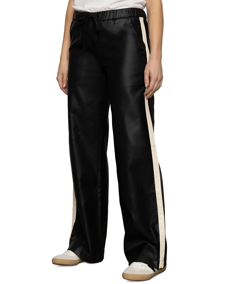 Sanctuary Women's High-Rise Coated Twill Track Pants