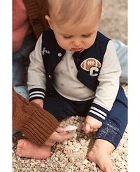 Carter's Baby Boys Cotton Varsity Freshman Little Jacket, Bodysuit & Pants, 3 Piece Set
