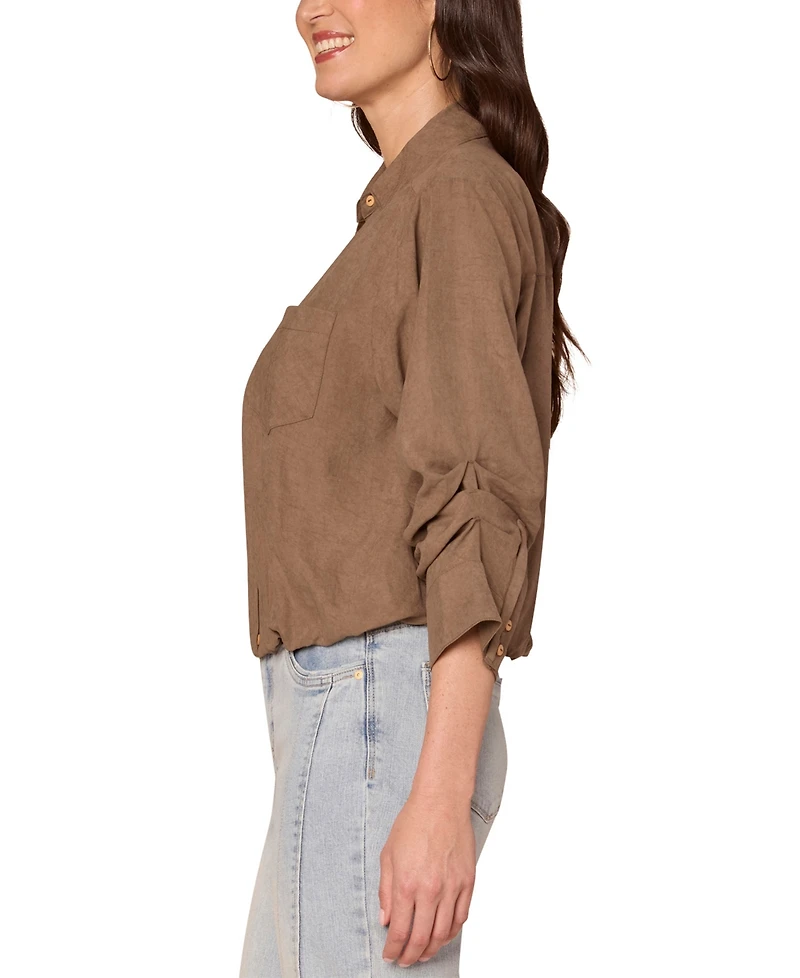 Democracy Women's Spread-Collar Button-Front Top