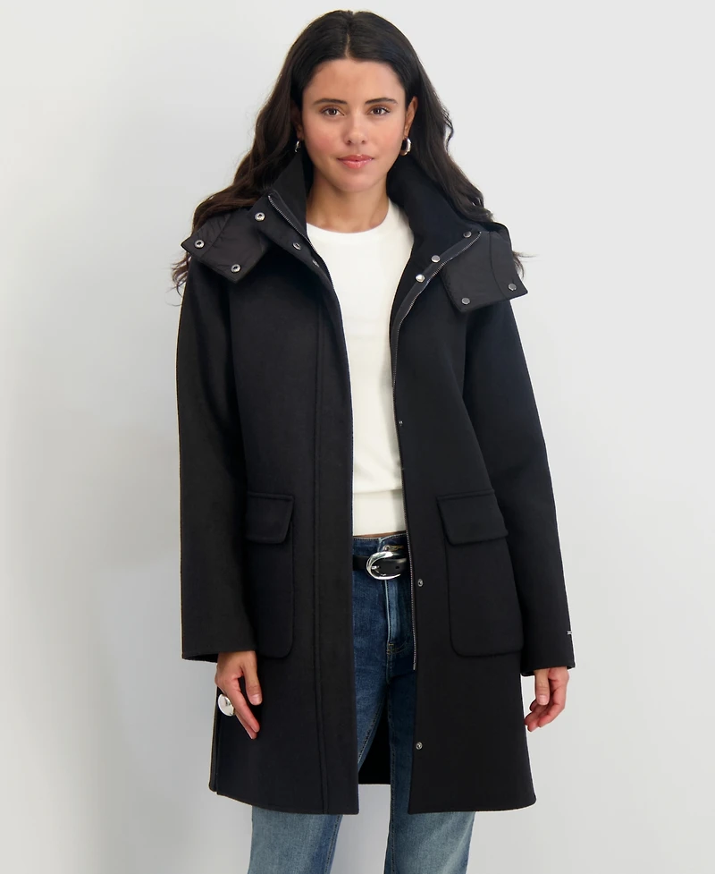 Tahari Women's Hooded Zip-Front Coat