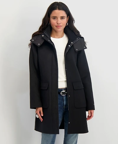 Tahari Women's Hooded Zip-Front Coat