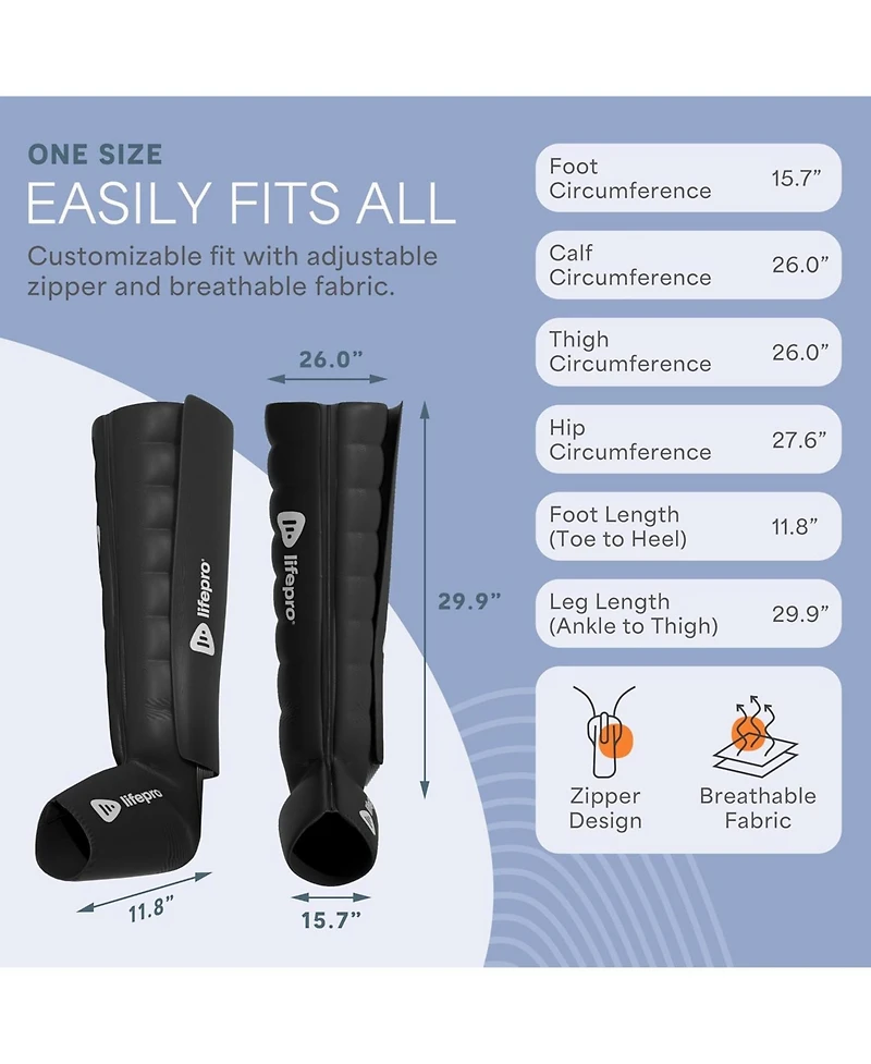 LifePro Air Compression Recovery System with Heat – 8-Chamber Full Leg Massager for Calf, Thigh & Foot – Air Massage Wraps for Circulati