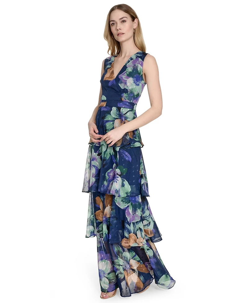 Eliza J Women's Printed V-Neck Sleeveless Gown