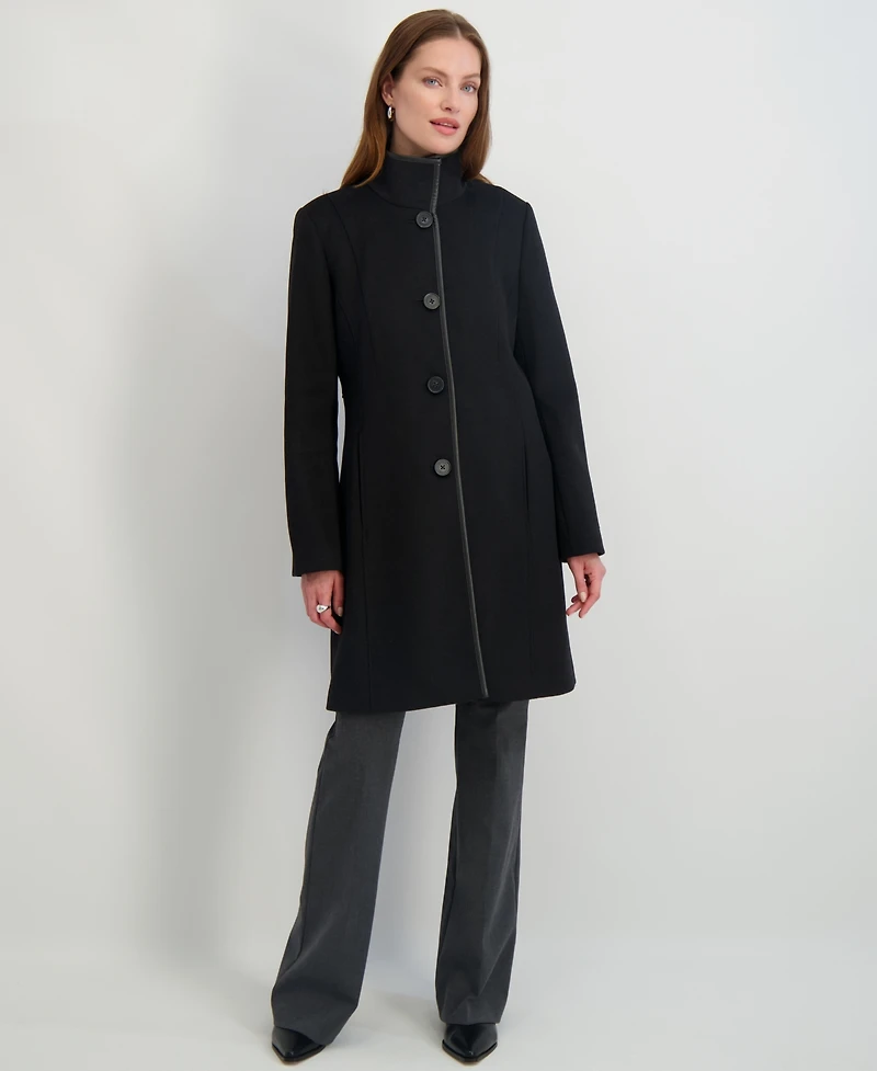 Tahari Women's Stand-Collar Button-Front Coat