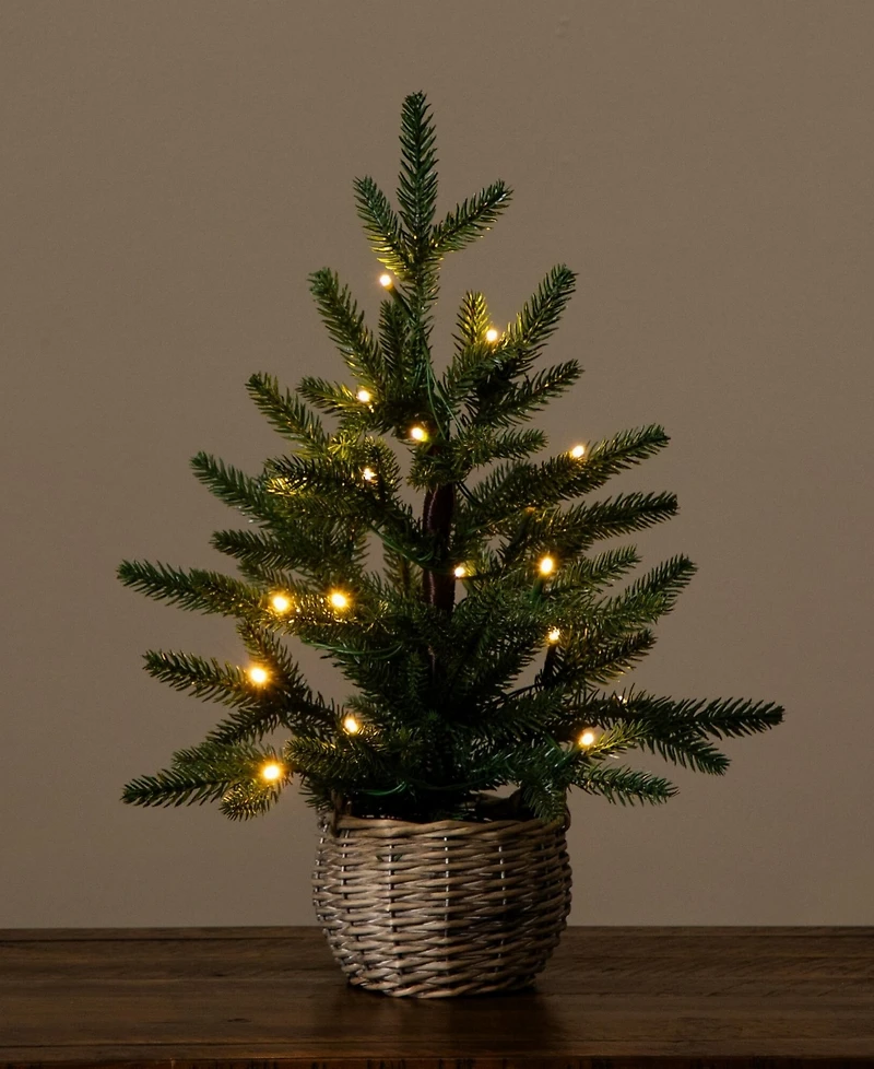 Nearly Natural 1.5" Pre-Lit Artificial Christmas Tree in Basket Led Lights