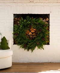 Nearly Natural 30" Artificial Norfolk Pine Wreath with Pinecones