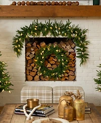 Nearly Natural 6" Pre-Lit Artificial Luxembourg Pine Christmas Garland Bulb Led Lights