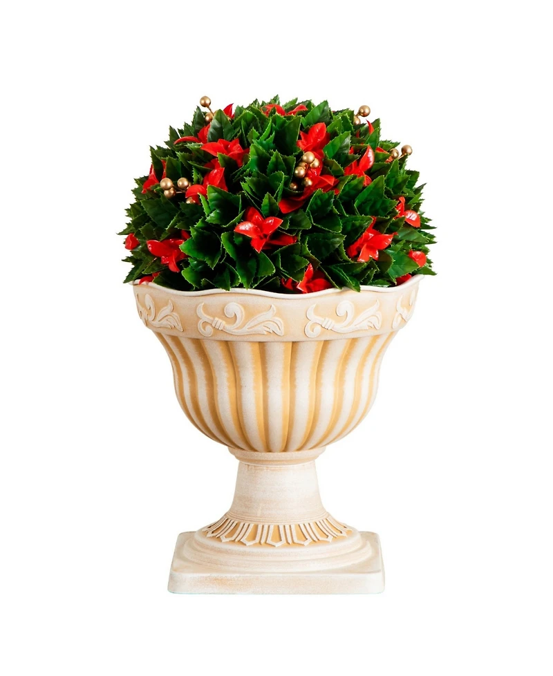 Nearly Natural 22" Uv Resistant Artificial Christmas Ball in Classic Decorative Planter Indoor and Outdoor