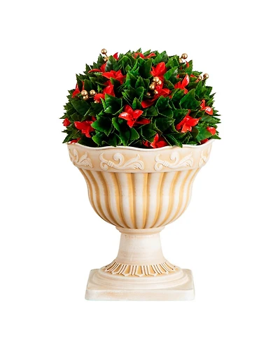 Nearly Natural 22" Uv Resistant Artificial Christmas Ball in Classic Decorative Planter Indoor and Outdoor