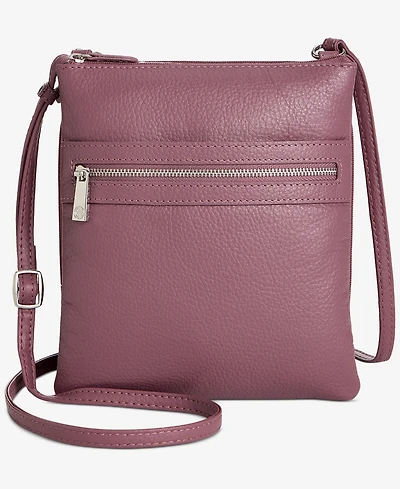 Giani Bernini Triple-Zip Pebble Leather Dasher Crossbody, Created for Macy's