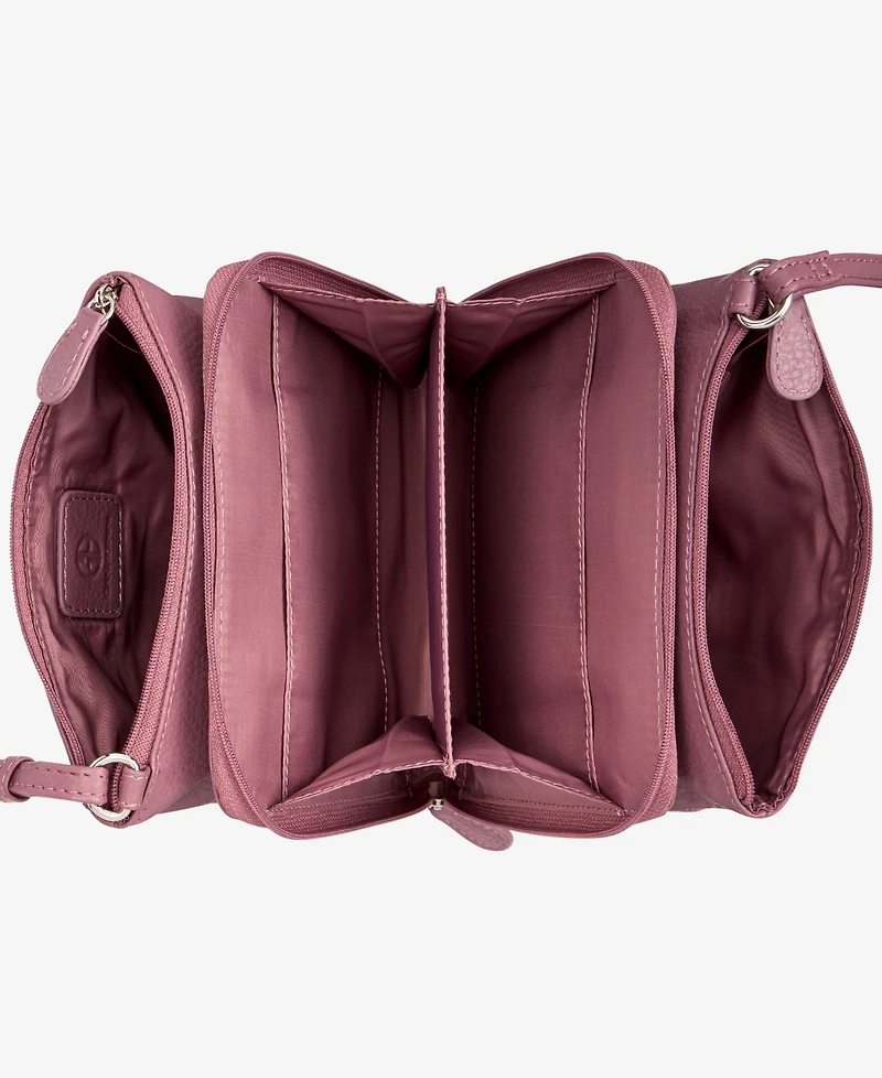 Giani Bernini Triple-Zip Pebble Leather Dasher Crossbody, Created for Macy's