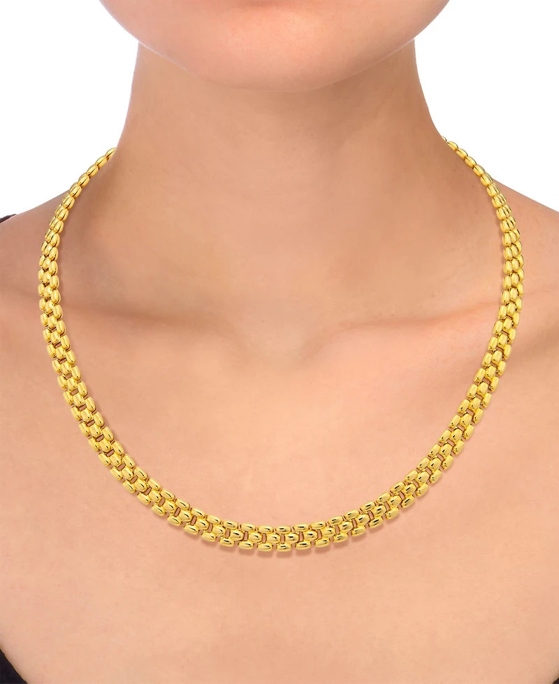 Panther Chain Link 18" Collar Necklace in 14k Gold