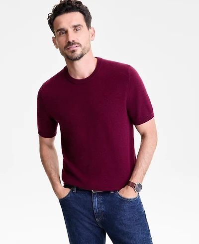 Club Room Men's Regular-Fit Textured 100% Cashmere Sweater T-Shirt, Macy's Exclusive