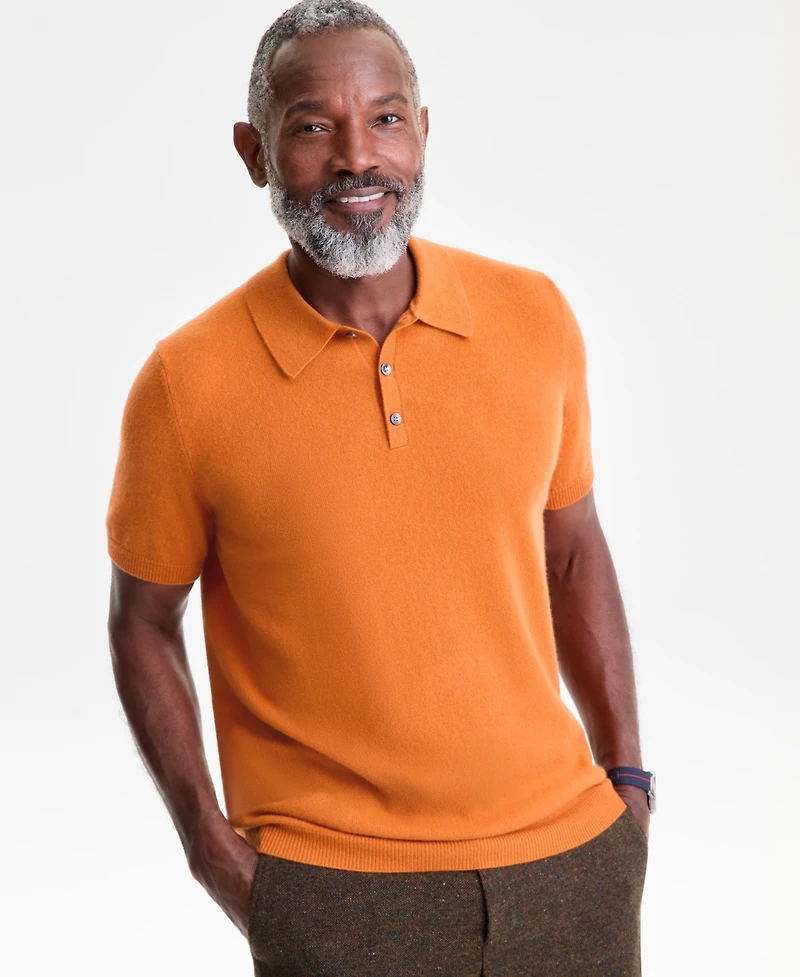 Club Room Men's Regular-Fit 100% Cashmere Sweater Polo Shirt