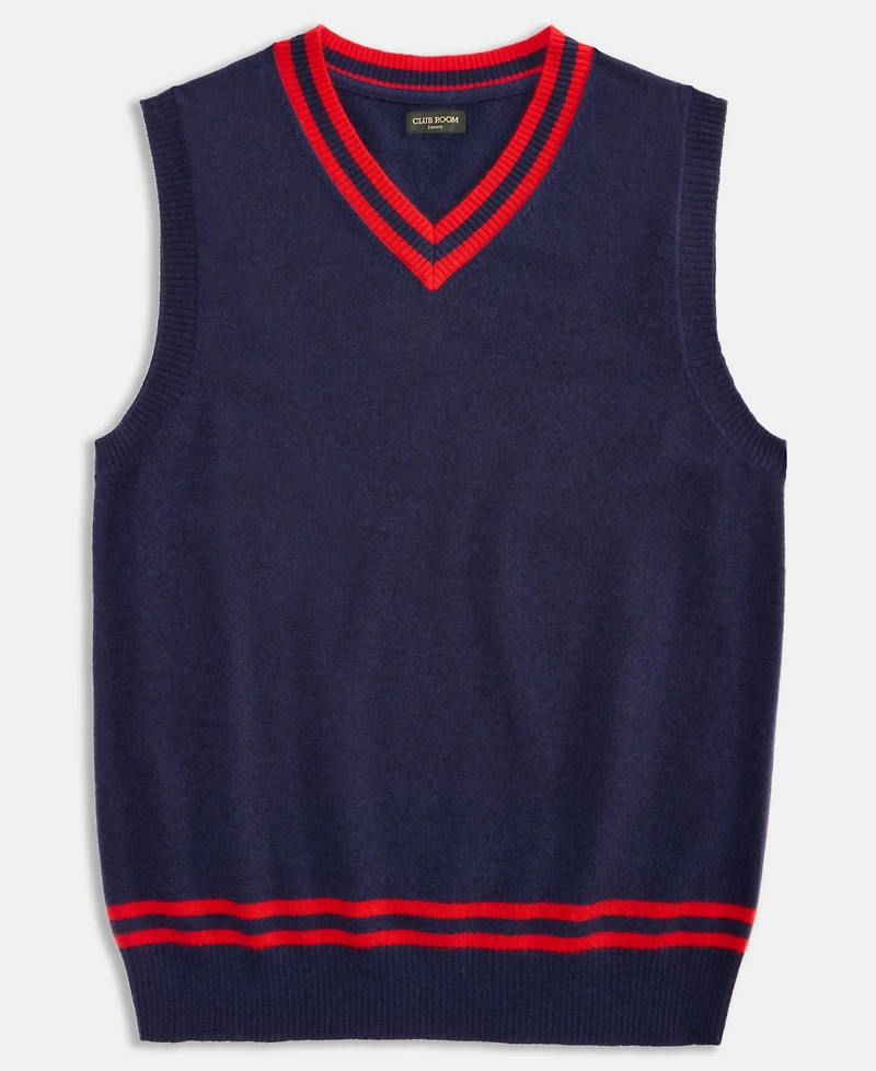 Club Room Men's Regular-Fit 100% Cashmere V-Neck Sweater Vest, Macy's Exclusive
