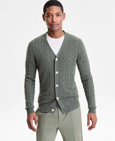 Club Room Men's Regular-Fit Cable-Knit 100% Cashmere Cardigan, Macy's Exclusive