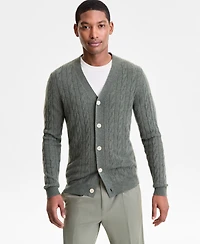 Club Room Men's Regular-Fit Cable-Knit 100% Cashmere Cardigan, Macy's Exclusive