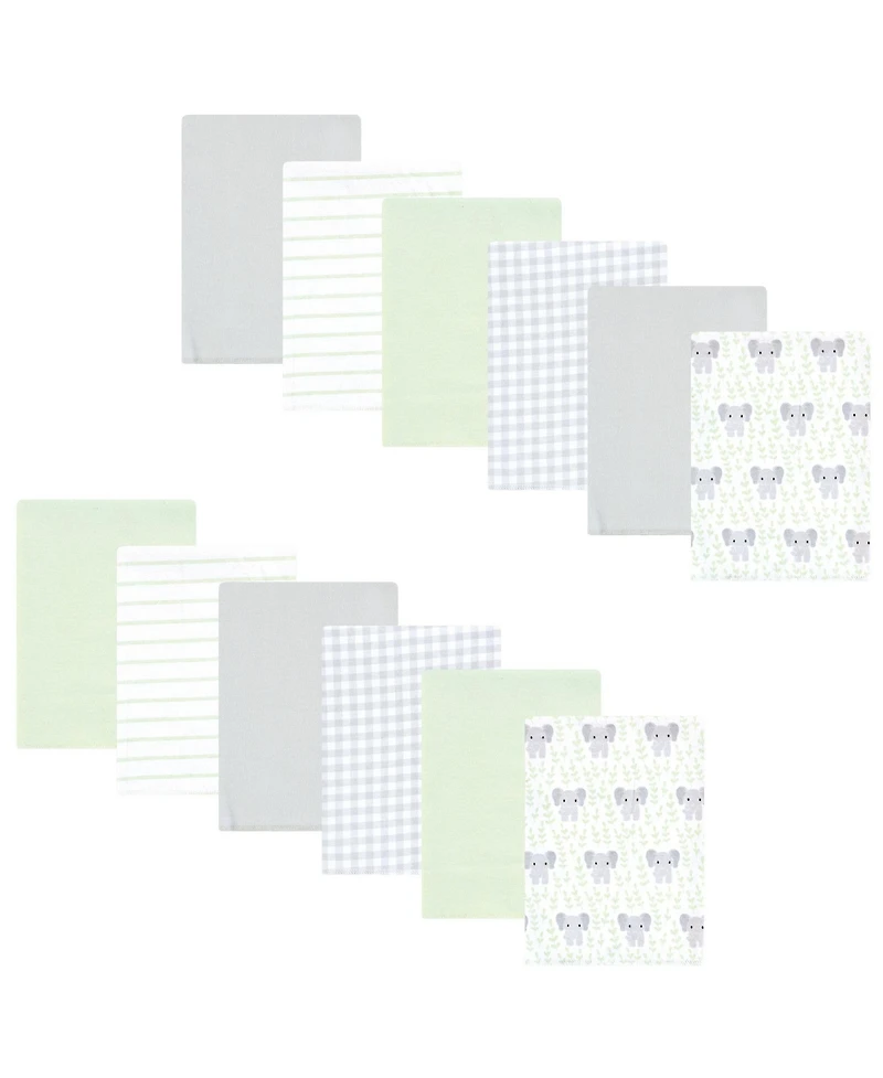 Hudson Baby Cotton Flannel Burp Cloths 12-Pack Bundle, Safari Friends, One Size