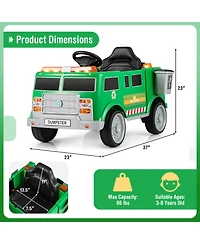 Gymax Ride on Garbage Truck with Remote Control Trash Bin Shovel Lights Sound Effects