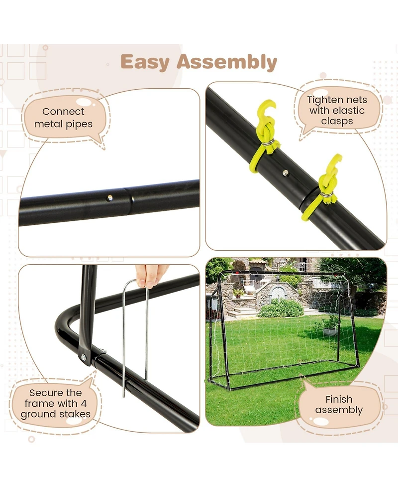 2-in-1 Kids Soccer Rebounder and Soccer Goal with Adjustable Height