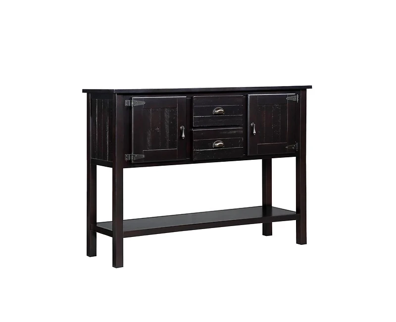 Casainc 48" Solid Wood Sideboard Console Table with 2 Drawers and Cabinets Bottom Shelf, Retro Style Storage Dining Buffet Server Cabinet