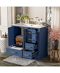 Streamdale Furniture 36" Bathroom Vanity with Ceramic Sink & Soft Close Doors/Drawers