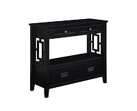 36" Cabinet Pine Wood Console Table with 4 Drawers & 1 Storage Shelf
