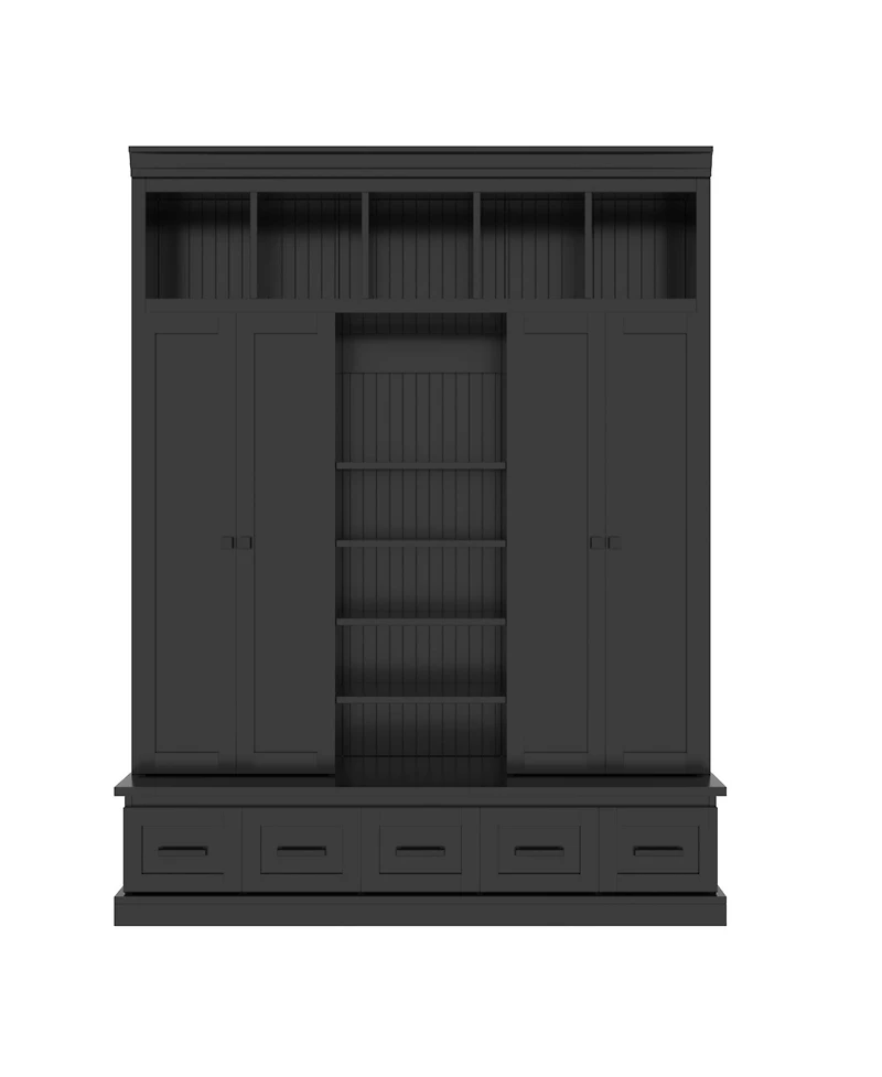 Streamdale Furniture Hall Tree Bench with Cubbies Doors Drawers & Shelves