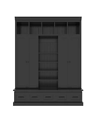 Streamdale Furniture Hall Tree Bench with Cubbies Doors Drawers & Shelves