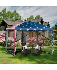 Gymax 10' x 10' Outdoor Pop-up Canopy Tent w/ Mesh Sidewalls Carrying Bag