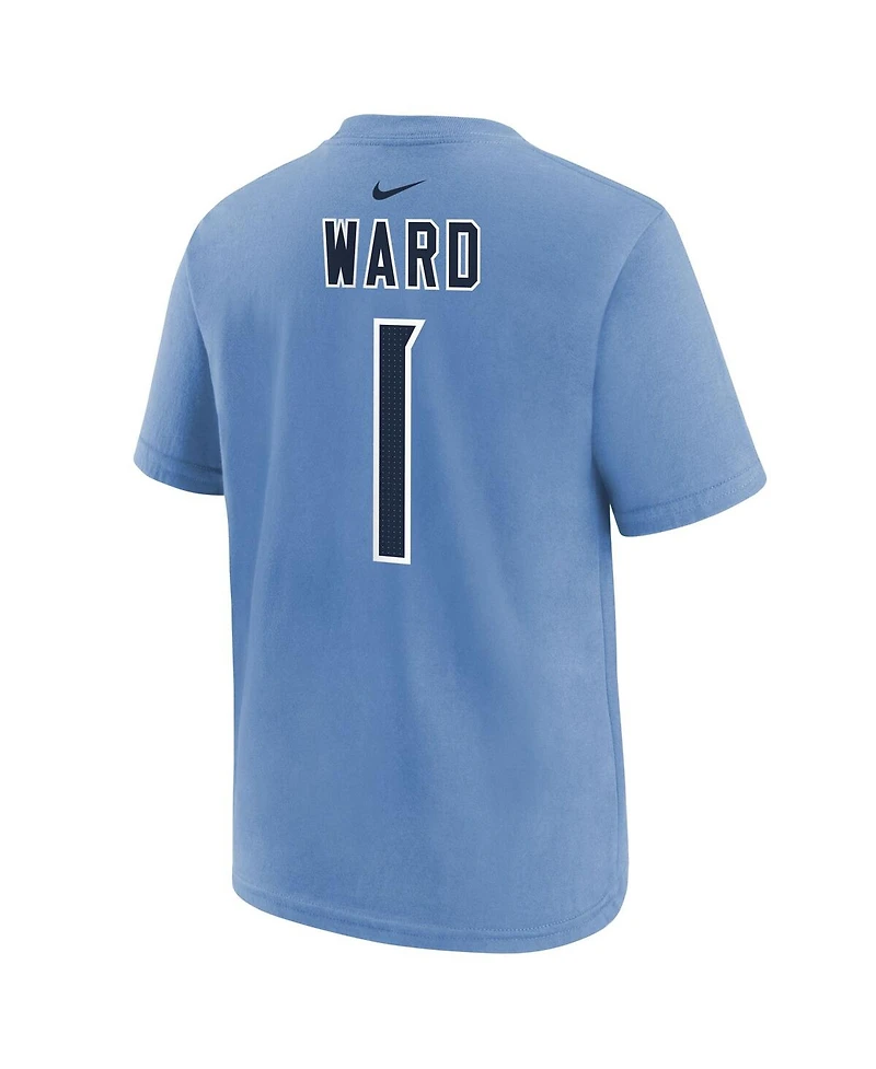 Nike Big Boys and Girls Cam Ward Navy Tennessee Titans 2025 Nfl Draft First Round Pick Name Number T-Shirt