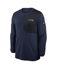 Nike Men's College Navy Seattle Seahawks Sideline Coach Uv Performance Long Sleeve T-Shirt