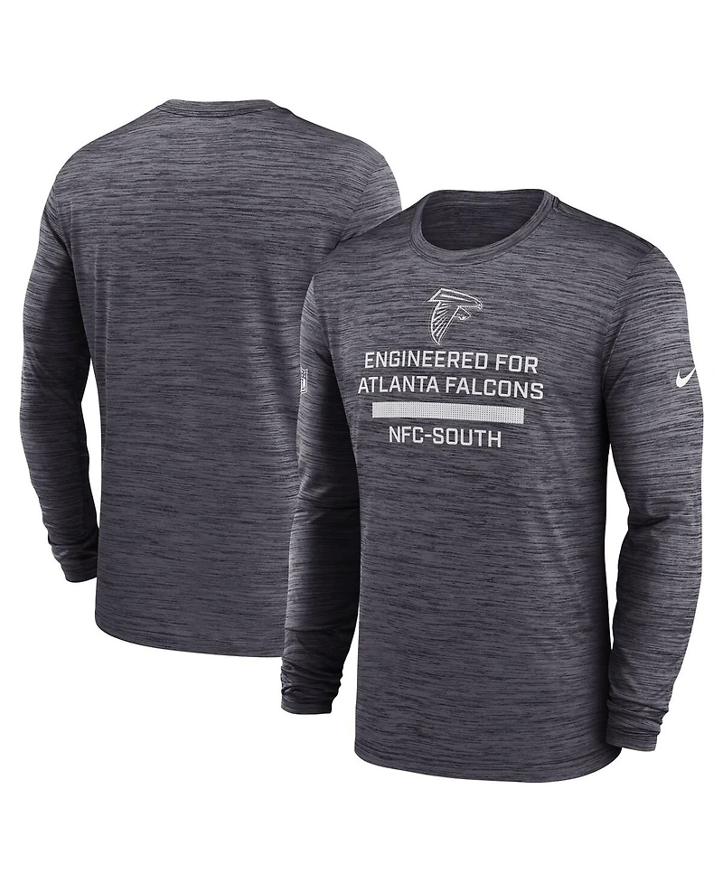 Nike Men's Charcoal Atlanta Falcons Sideline Velocity Performance Long Sleeve T-Shirt