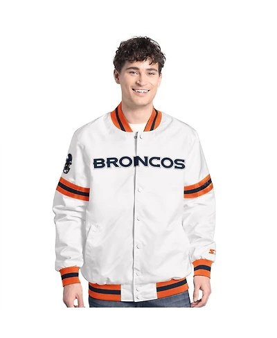 Starter Men's White Denver Broncos Scout Full-Snap Varsity Jacket